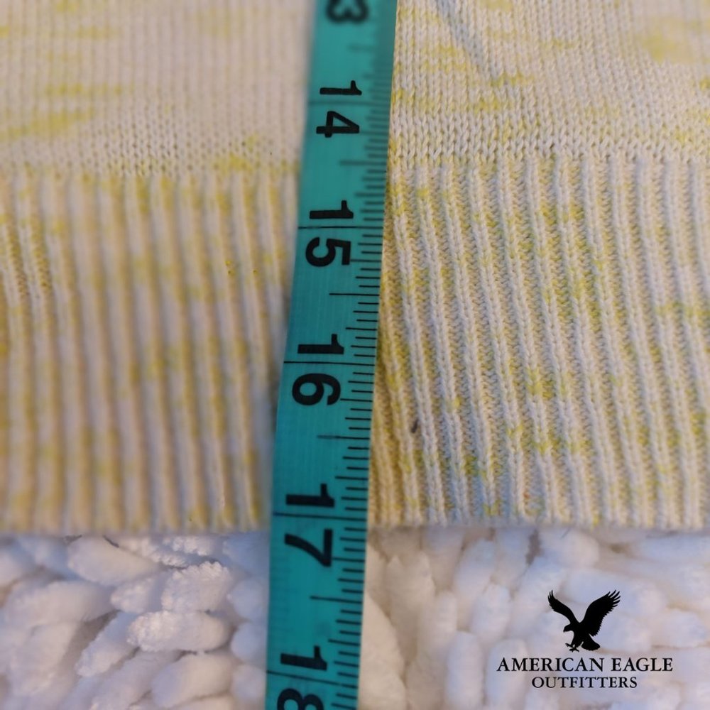 American Eagle sweater XS- lightweight- scoopneck- yellow/white - cotton blend - Picture 7 of 8